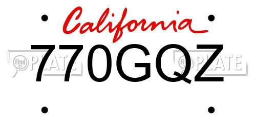 770GQZ California License Plate