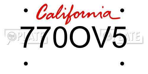 770OV5 California License Plate