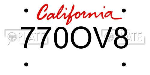 770OV8 California License Plate