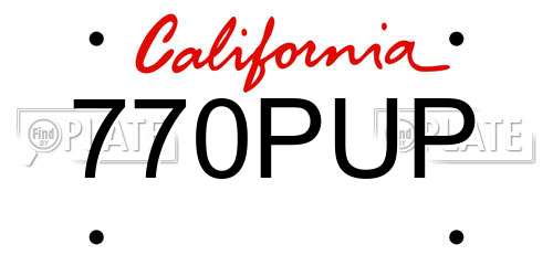 770PUP California License Plate