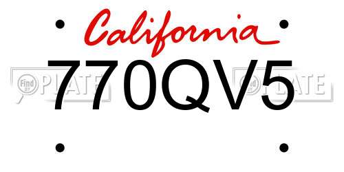 770QV5 California License Plate