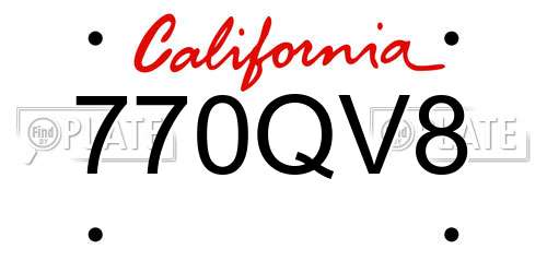 770QV8 California License Plate