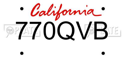 770QVB California License Plate
