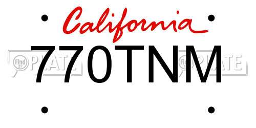 770TNM California License Plate