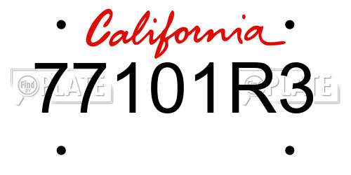 77101R3 California License Plate