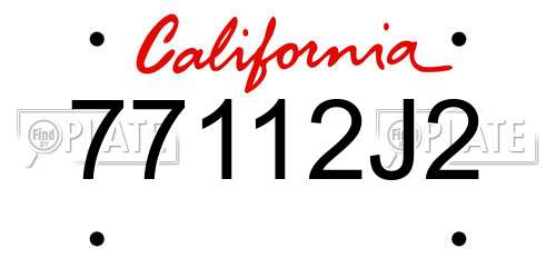 77112J2 California License Plate