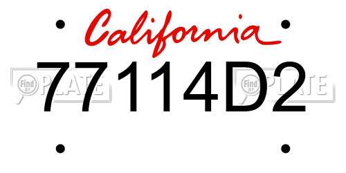 77114D2 California License Plate
