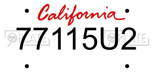 77115U2 California License Plate