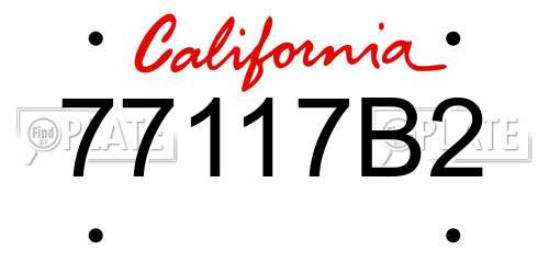 77117B2 California License Plate