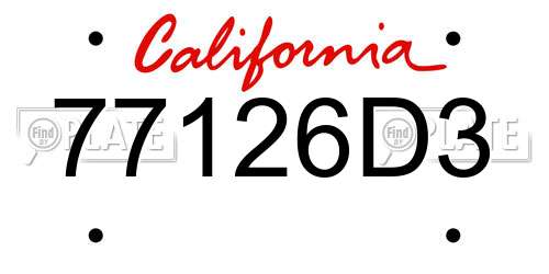 77126D3 California License Plate