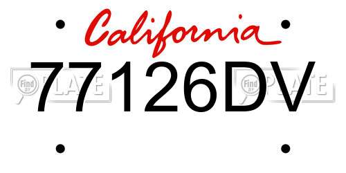 77126DV California License Plate