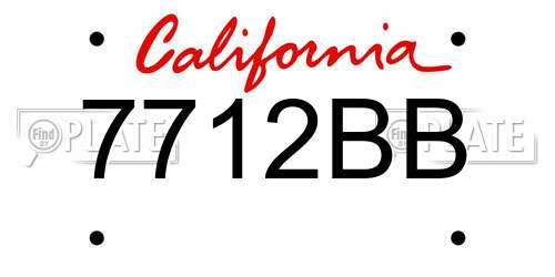 7712BB California License Plate