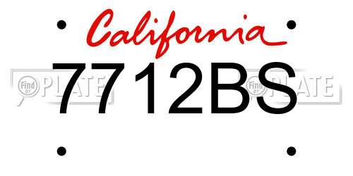 7712BS California License Plate
