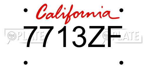 7713ZF California License Plate