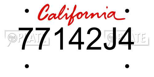 77142J4 California License Plate
