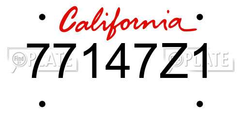 77147Z1 California License Plate