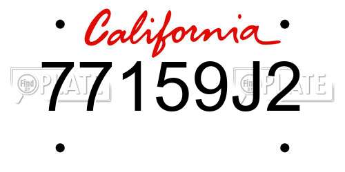 77159J2 California License Plate