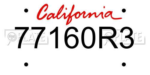 77160R3 California License Plate