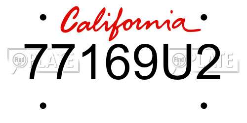 77169U2 California License Plate