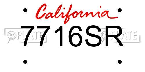 7716SR California License Plate