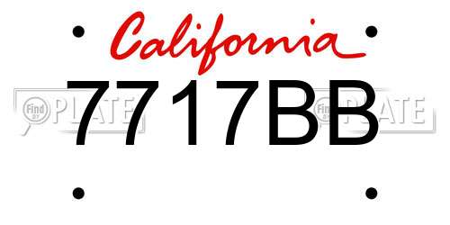 7717BB California License Plate