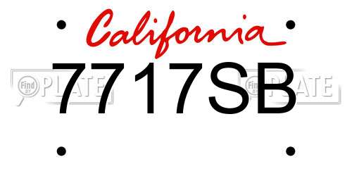 7717SB California License Plate