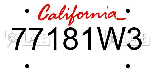 77181W3 California License Plate