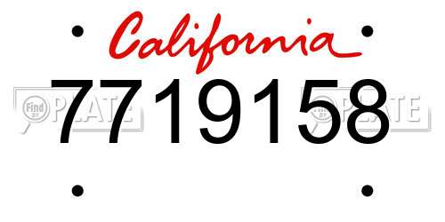 7719158 California License Plate