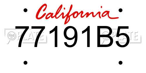 77191B5 California License Plate