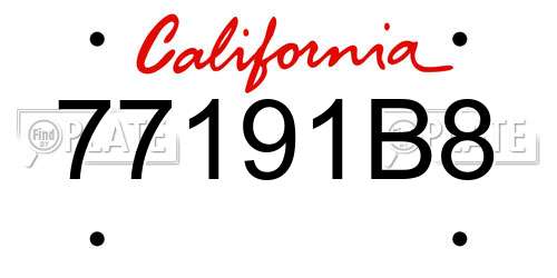 77191B8 California License Plate