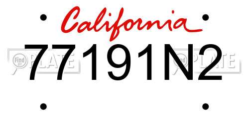 77191N2 California License Plate