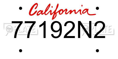 77192N2 California License Plate