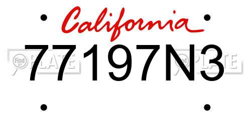 77197N3 California License Plate