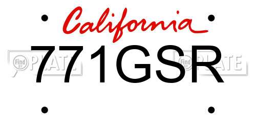 771GSR California License Plate