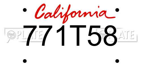 771T58 California License Plate