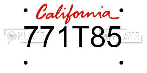 771T85 California License Plate