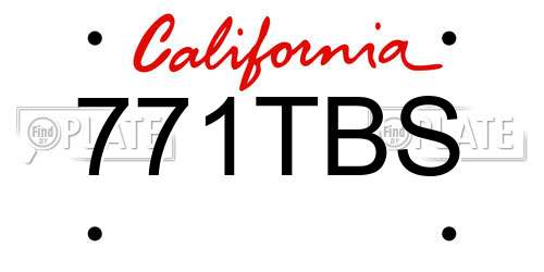 771TBS California License Plate