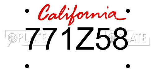 771Z58 California License Plate