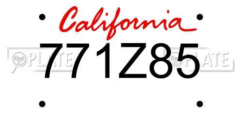 771Z85 California License Plate