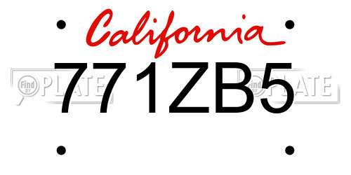 771ZB5 California License Plate