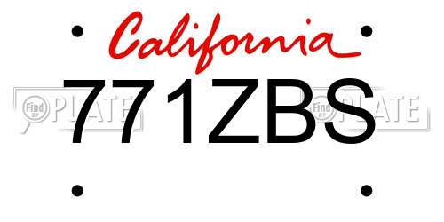 771ZBS California License Plate