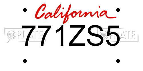 771ZS5 California License Plate