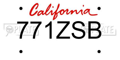 771ZSB California License Plate