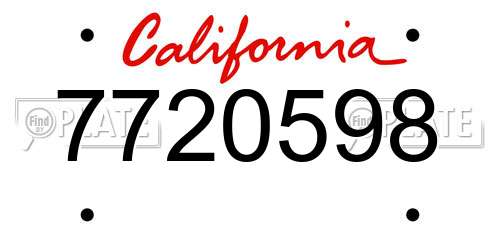 7720598 California License Plate