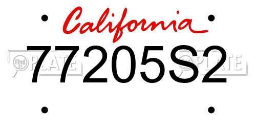 77205S2 California License Plate