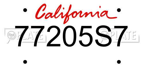 77205S7 California License Plate