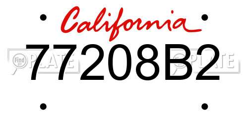 77208B2 California License Plate