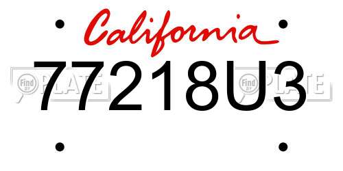 77218U3 California License Plate