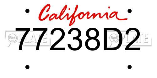 77238D2 California License Plate