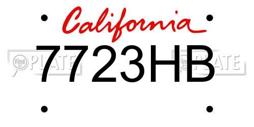 7723HB California License Plate
